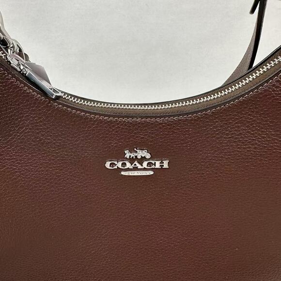 Coach Teri Hobo Bag Shoulder/Crossbody In Leather/Silver/Maple CV935 NWT - Picture 2 of 10